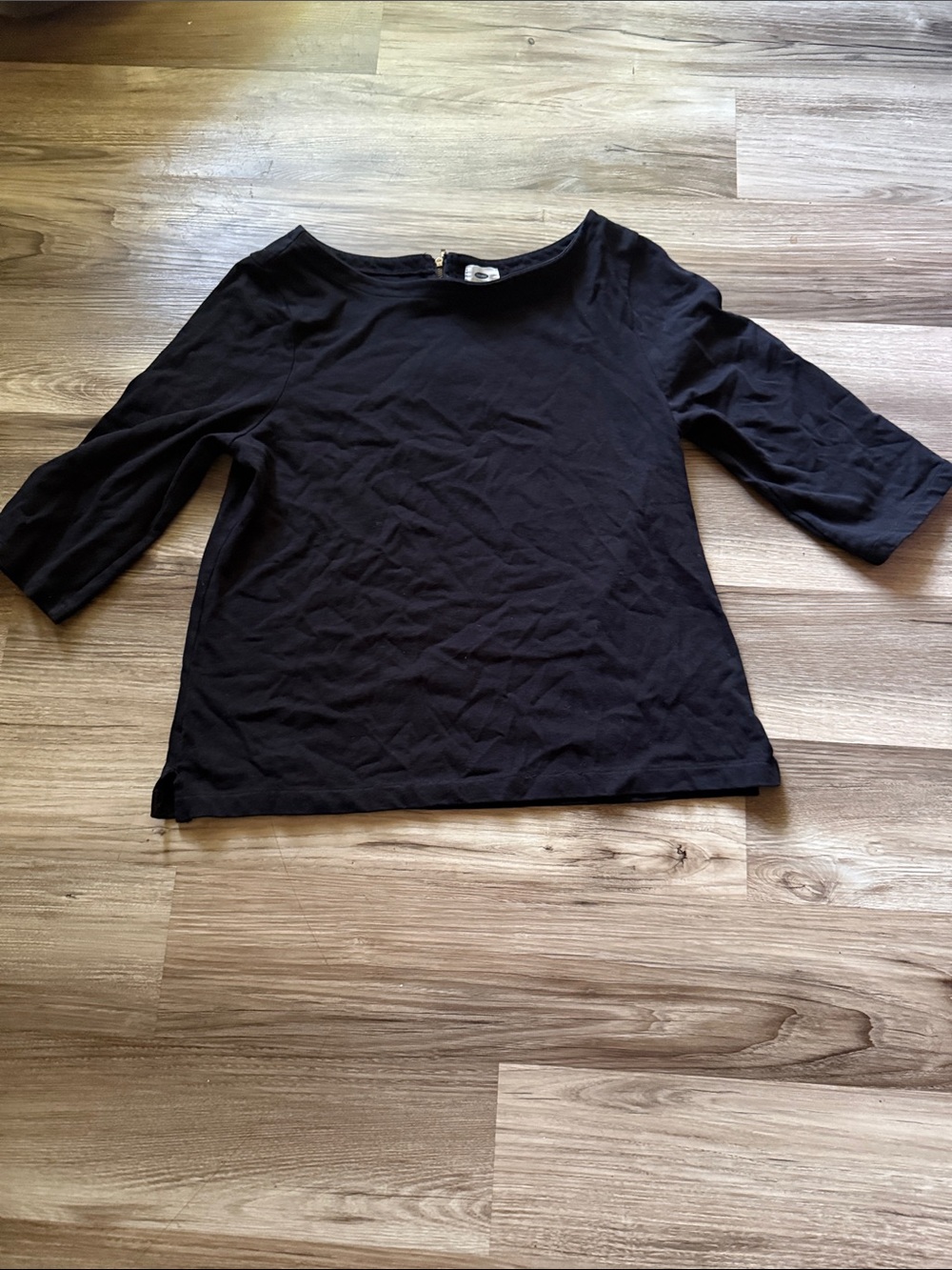 Old Navy Black Boatneck Three-Quarter Sleeve Top